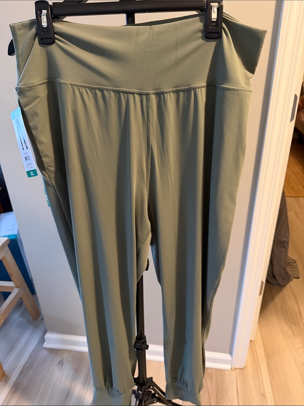 Tuff Athletics Olive Green High-Waist Track Joggers